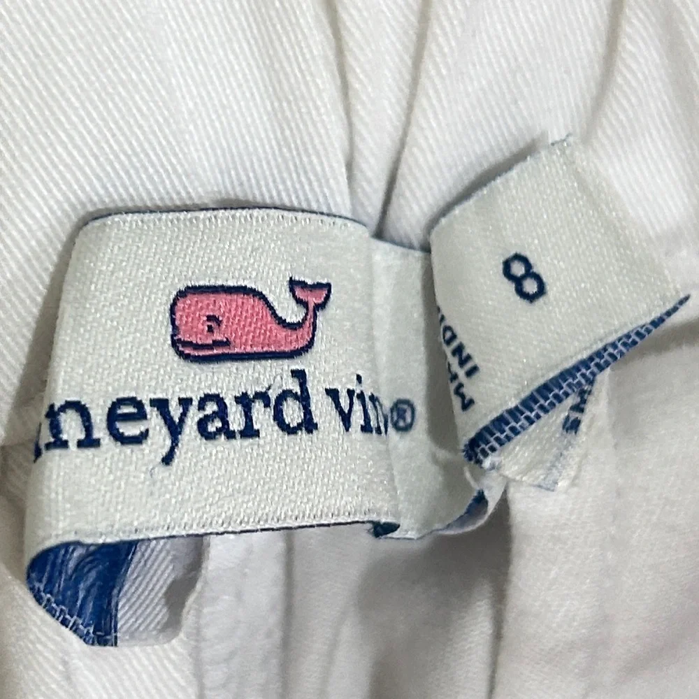 Vineyard Vines White Elastic Waist wide leg sailor stretch cotton Pants size 8